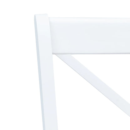 vidaXL Dining Chairs 2 pcs White and Natural Solid Rubber Wood