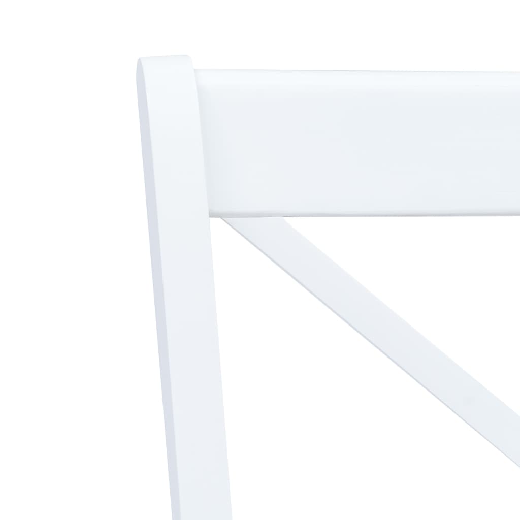 vidaXL Dining Chair | Set of 4 | White and Natural Wood | Solid rubber wood