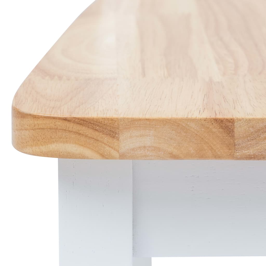 vidaXL Dining Chair | Set of 4 | White and Natural Wood | Solid rubber wood