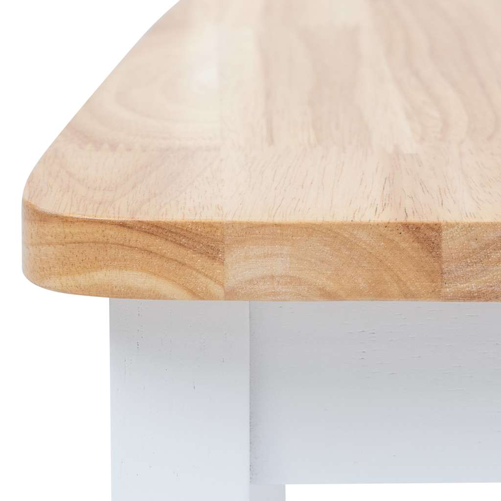 vidaXL Dining Chairs 4 pcs White and Natural Solid Rubber Wood
