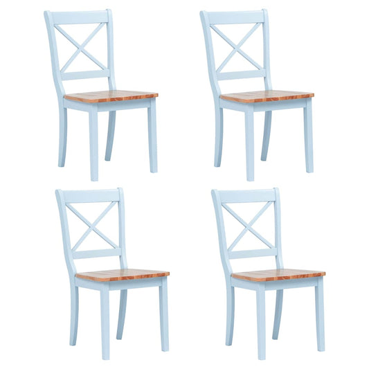 vidaXL Dining Chairs 4 pcs Grey and Natural Solid Rubber Wood