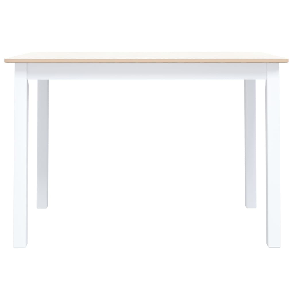 vidaXL Dining Table White and Brown 114x71x75 cm Solid Rubber Wood