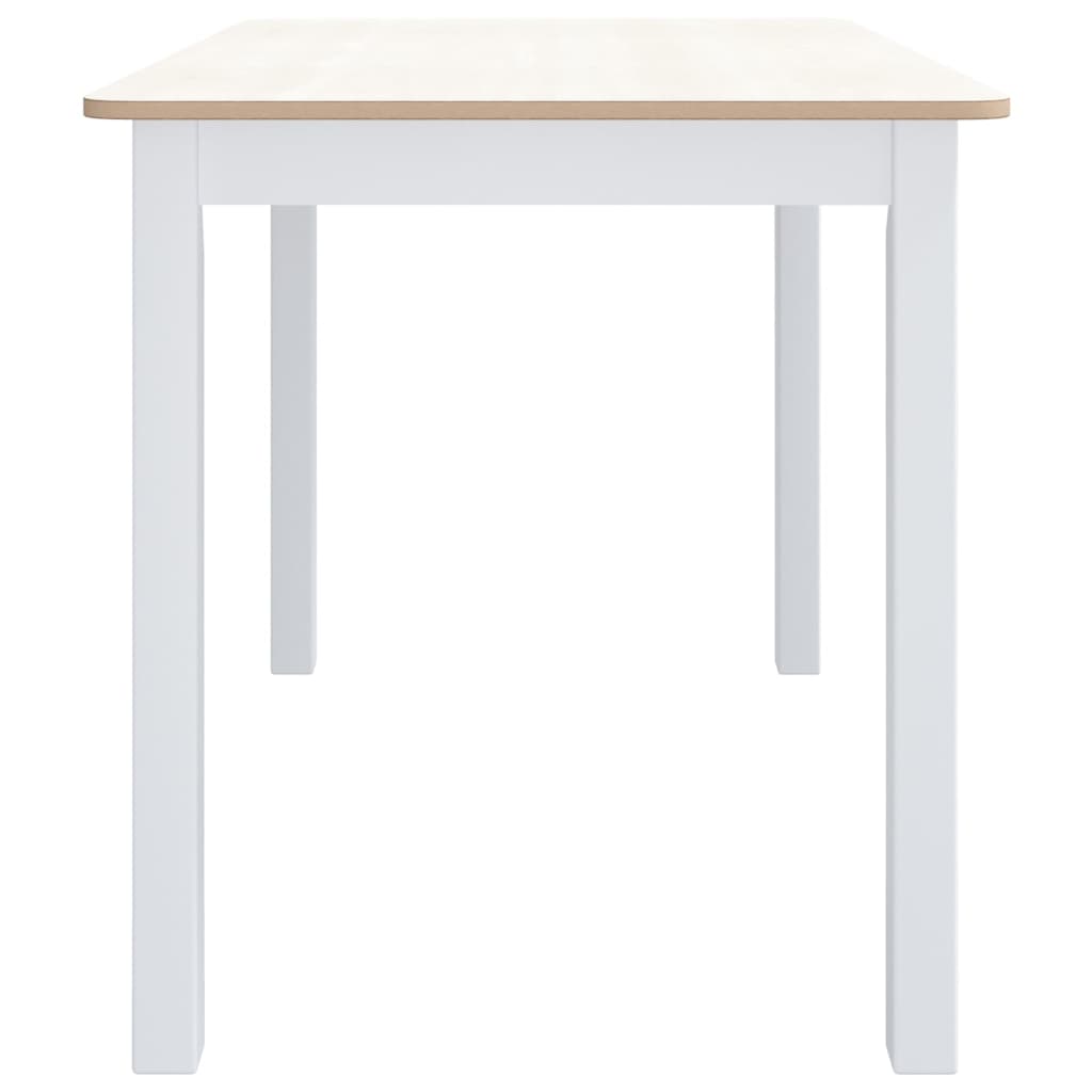 vidaXL Dining Table White and Brown 114x71x75 cm Solid Rubber Wood