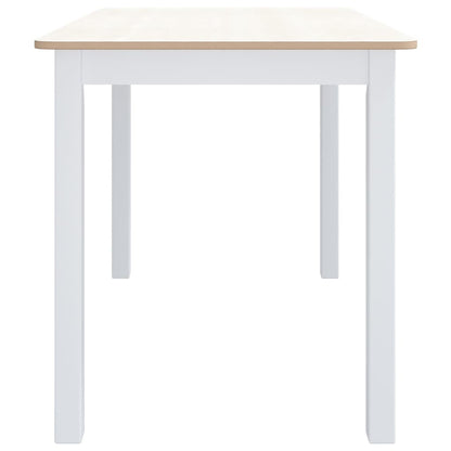 vidaXL Dining Table White and Brown 114x71x75 cm Solid Rubber Wood