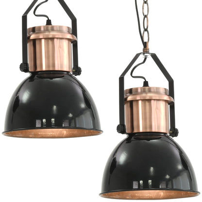vidaXL Ceiling Lamp |  Set of 2 | Black and Copper | Metal | Medium