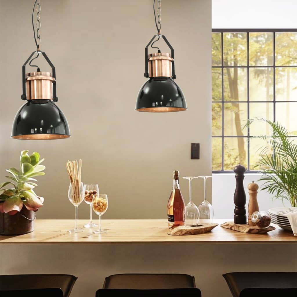 vidaXL Ceiling Lamp |  Set of 2 | Black and Copper | Metal | Medium