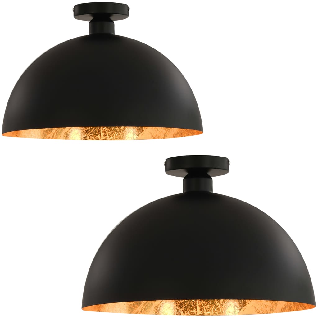 vidaXL Ceiling Lamp | Set of 2 | Black and gold | Metal | Medium | Sleek