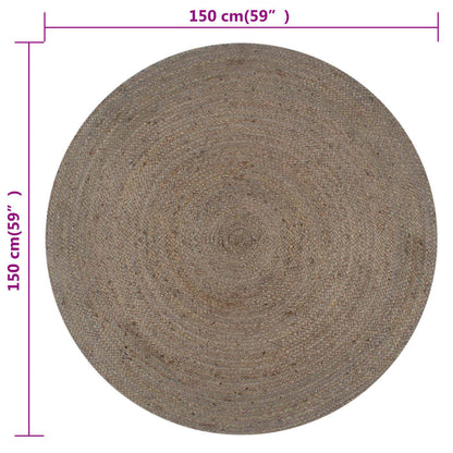 vidaXL Handmade Rug Jute Round 150 cm Grey