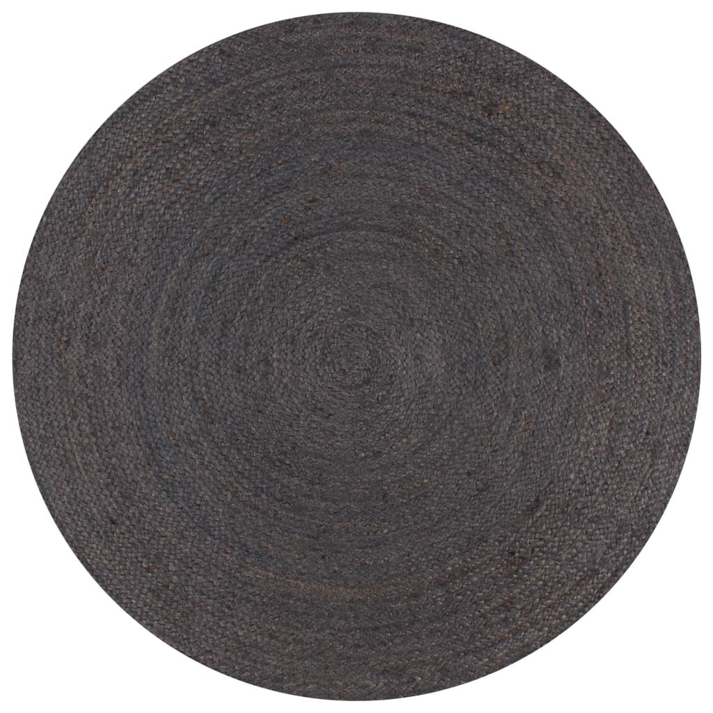 vidaXL Handmade Rug Jute Round 90 cm Dark Grey