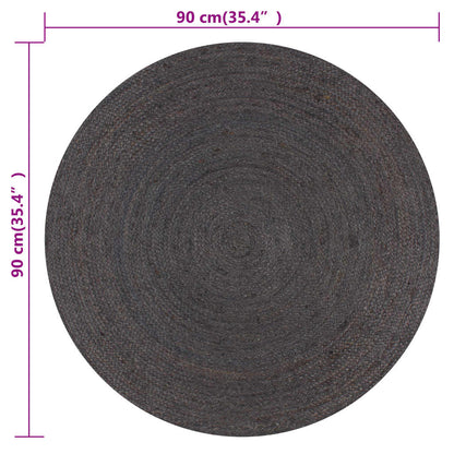 vidaXL Handmade Rug Jute Round 90 cm Dark Grey