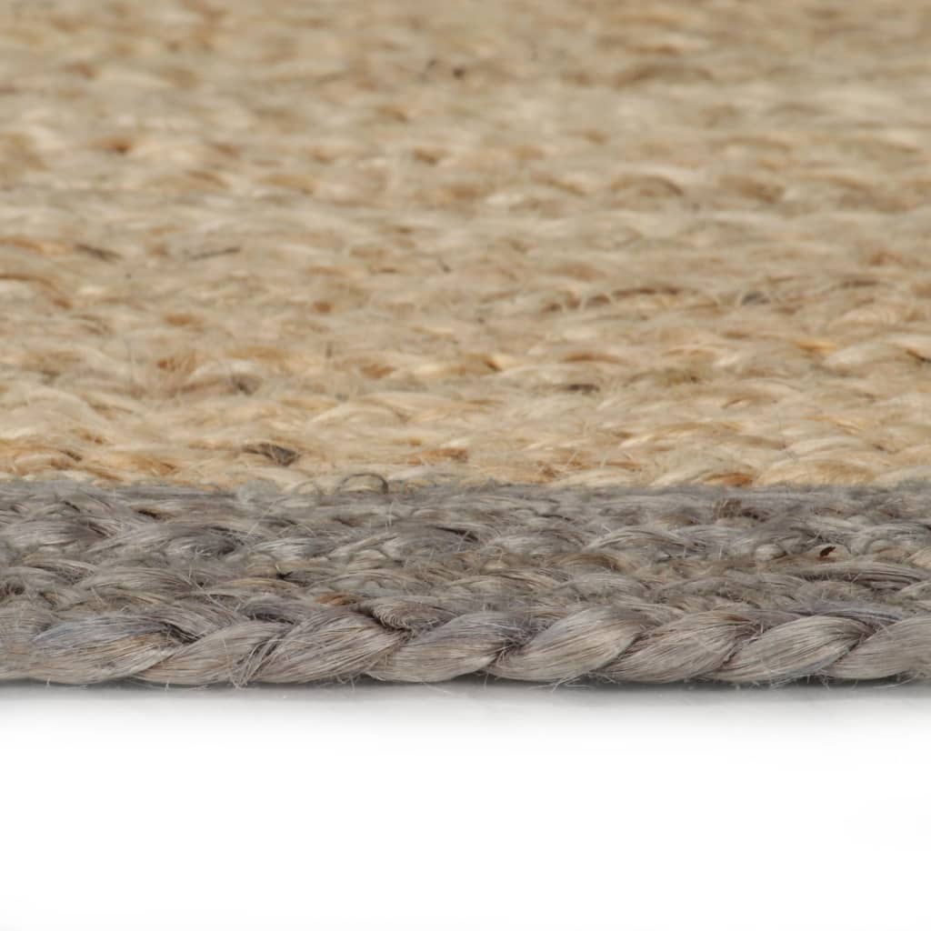 vidaXL Handmade Rug Jute with Grey Border 90 cm