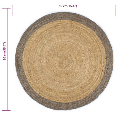 vidaXL Handmade Rug Jute with Grey Border 90 cm