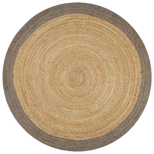 vidaXL Handmade Rug Jute with Grey Border 120 cm
