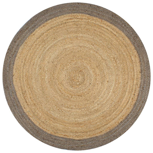 133676 vidaXL Handmade Rug Jute with Grey Border 150 cm