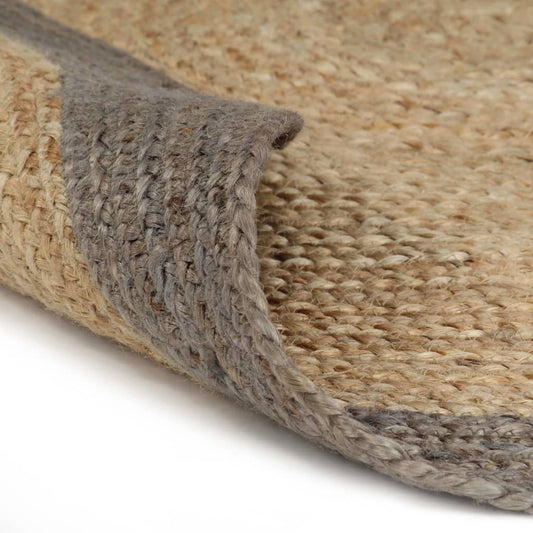 133676 vidaXL Handmade Rug Jute with Grey Border 150 cm