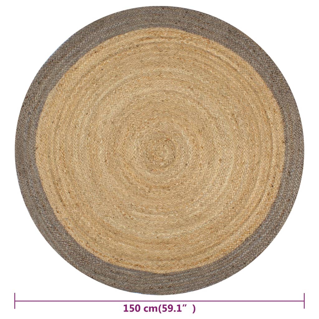 vidaXL Handmade Rug Jute with Grey Border 150 cm