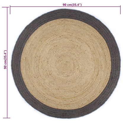 vidaXL Handmade Rug Jute with Dark Grey Border 90 cm