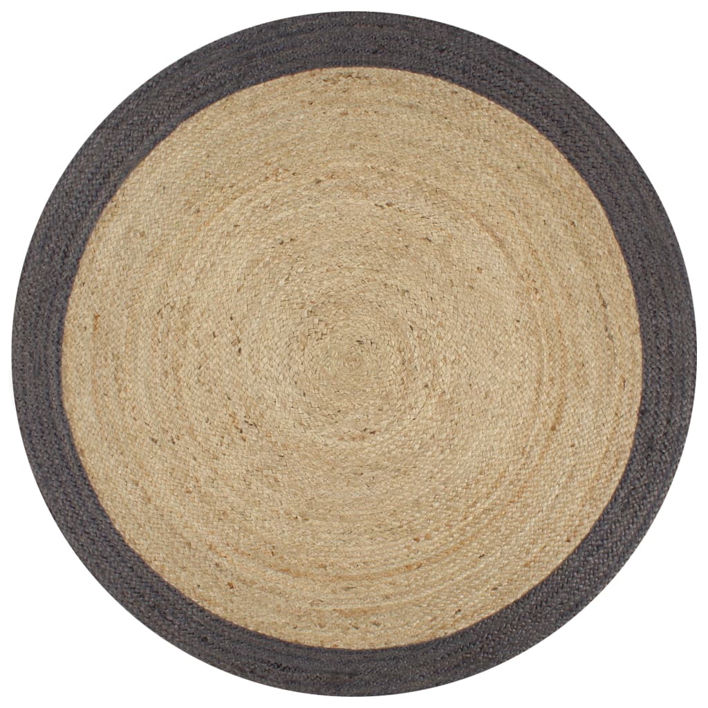 vidaXL Handmade Rug Jute with Dark Grey Border 120 cm