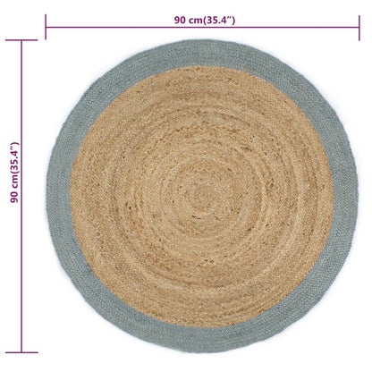 vidaXL Handmade Rug Jute with Olive Green Border 90 cm