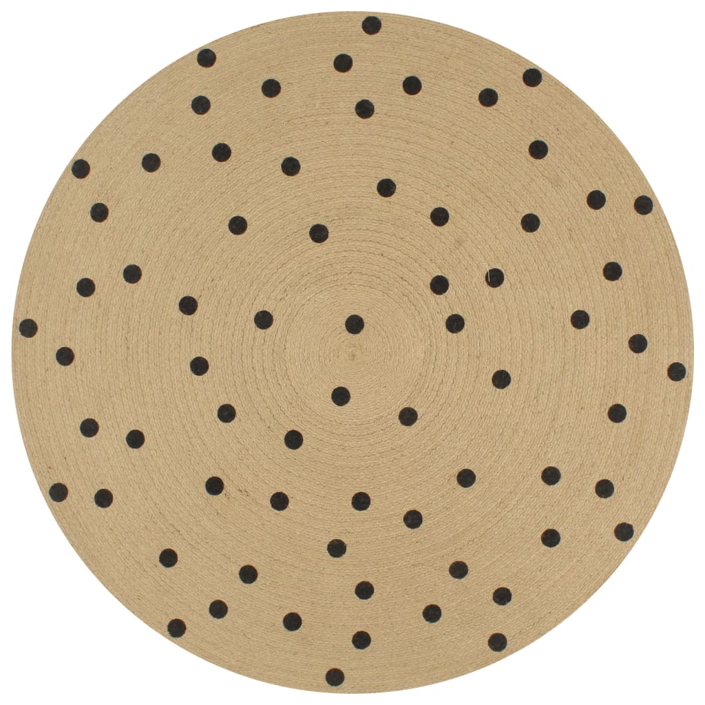 vidaXL Handmade Rug Jute with Print Polka Dot 120 cm