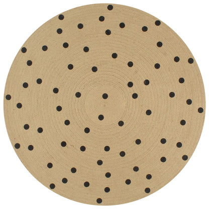 vidaXL Handmade Rug Jute with Print Polka Dot 120 cm