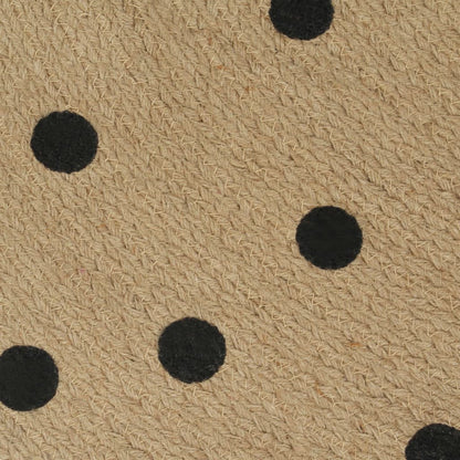 vidaXL Handmade Rug Jute with Print Polka Dot 120 cm