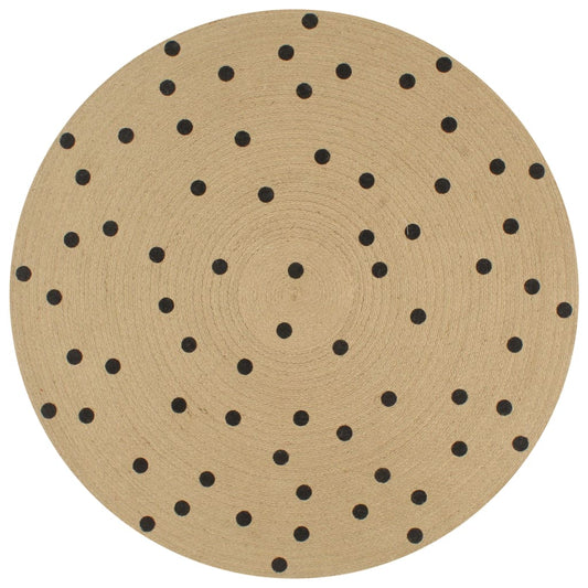 vidaXL Handmade Rug Jute with Print Polka Dot 150 cm