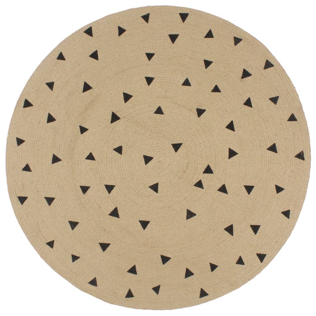 vidaXL Handmade Rug Jute with Triangle Print 120 cm