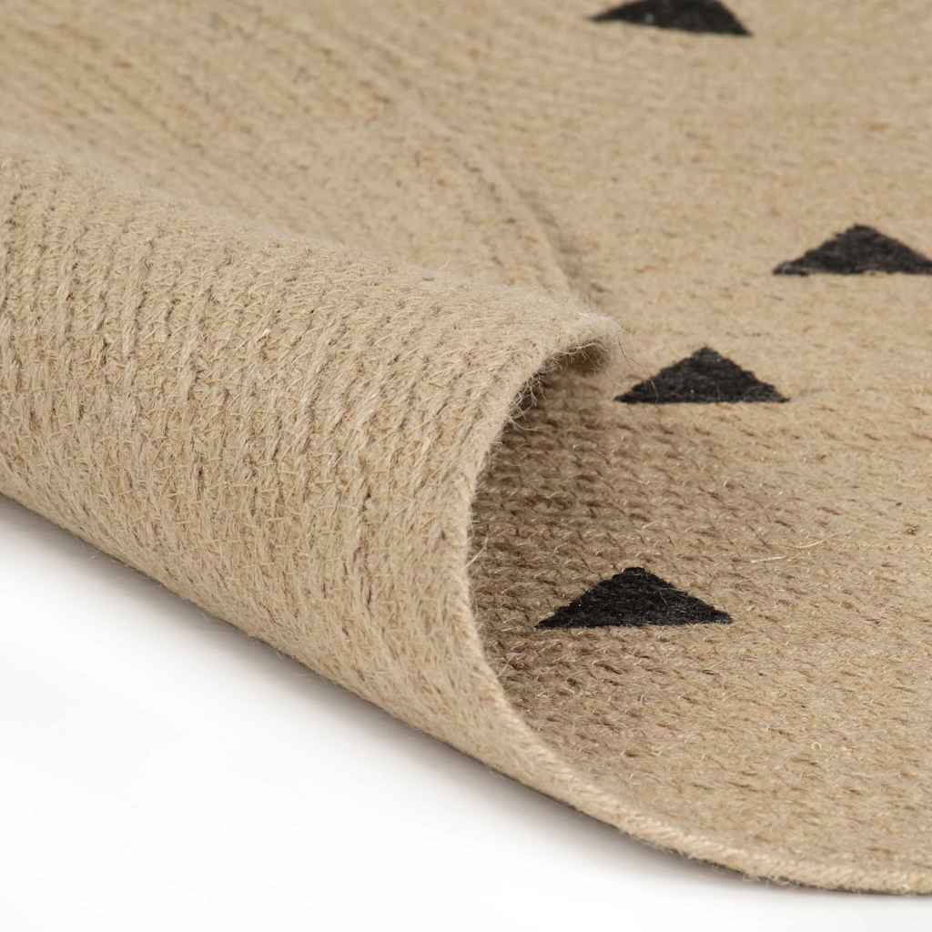 133691 vidaXL Handmade Rug Jute with Triangle Print 150 cm