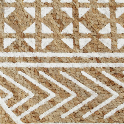 vidaXL Handmade Rug Jute with White Print 120 cm