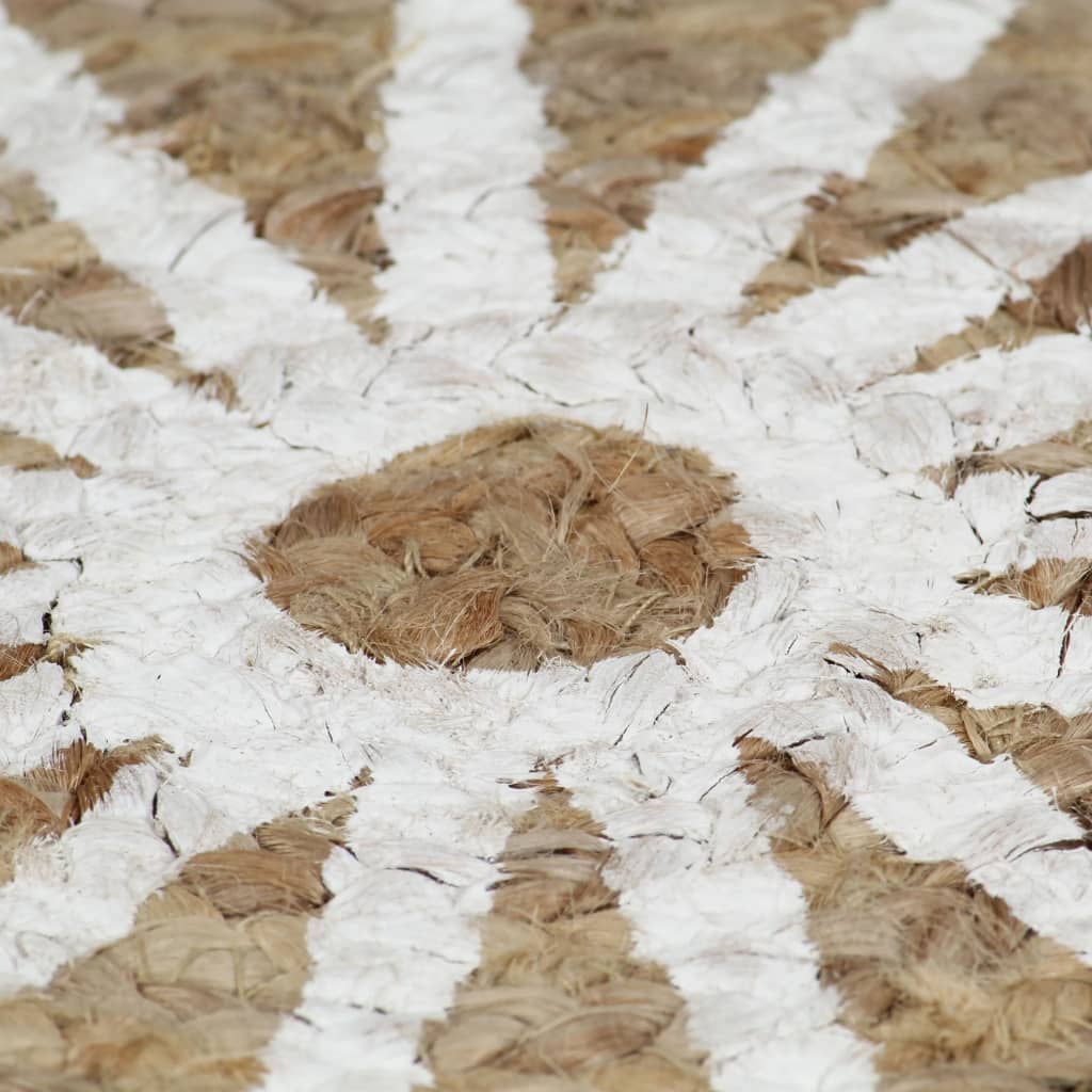 vidaXL Handmade Rug Jute with White Print 90 cm