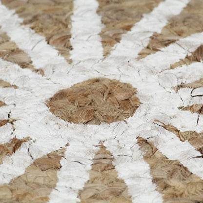 vidaXL Handmade Rug Jute with White Print 90 cm