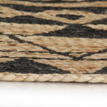 vidaXL Handmade Rug Jute with Black Print 90 cm