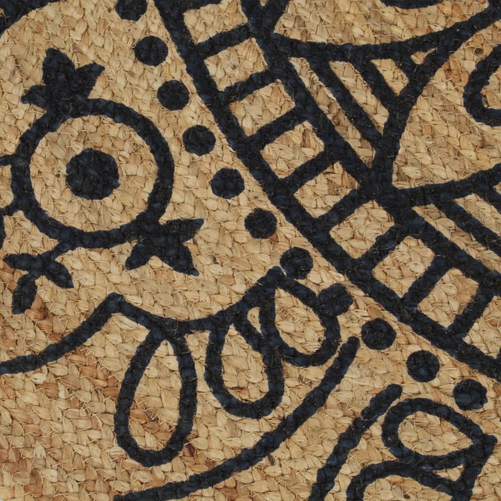 vidaXL Handmade Rug Jute with Dark Blue Print 90 cm