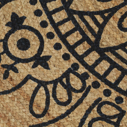 vidaXL Handmade Rug Jute with Dark Blue Print 90 cm