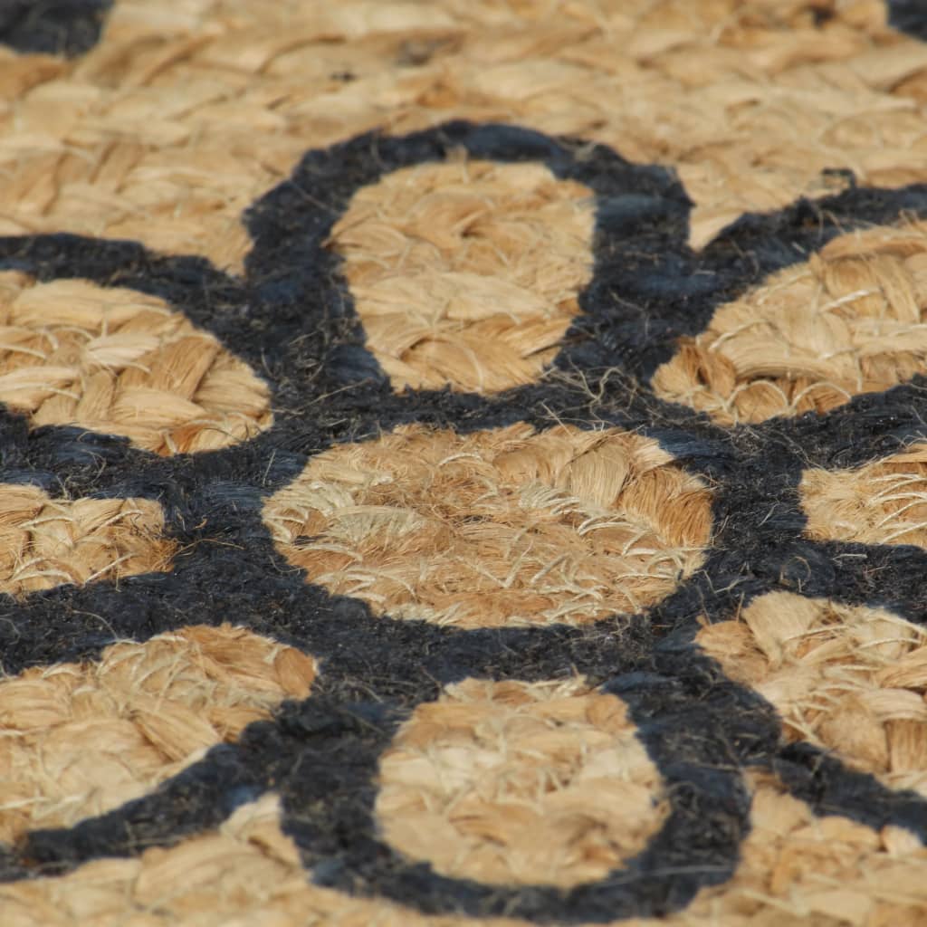 vidaXL Handmade Rug Jute with Dark Blue Print 90 cm