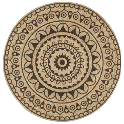 vidaXL Handmade Rug Jute with Dark Brown Print 120 cm
