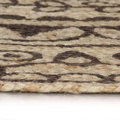 vidaXL Handmade Rug Jute with Dark Brown Print 120 cm