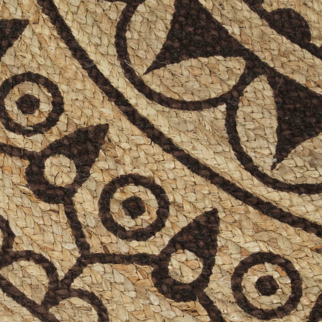 vidaXL Handmade Rug Jute with Dark Brown Print 120 cm
