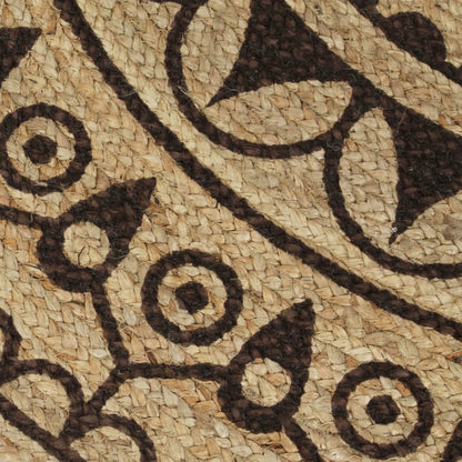 vidaXL Handmade Rug Jute with Dark Brown Print 120 cm
