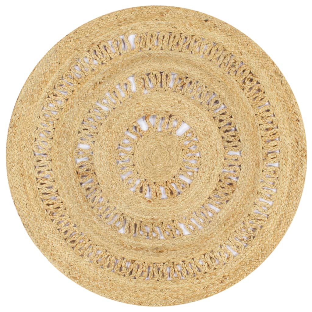 vidaXL Area Rug | Natural | Braided Jute | Medium | Durable | Area Rug | Round