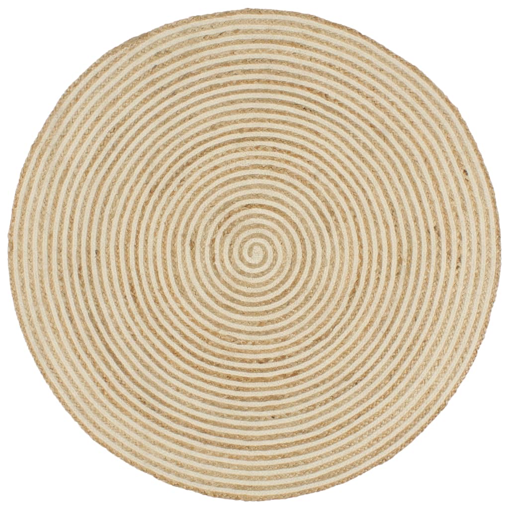 vidaXL Handmade Rug Jute with Spiral Design White 150 cm