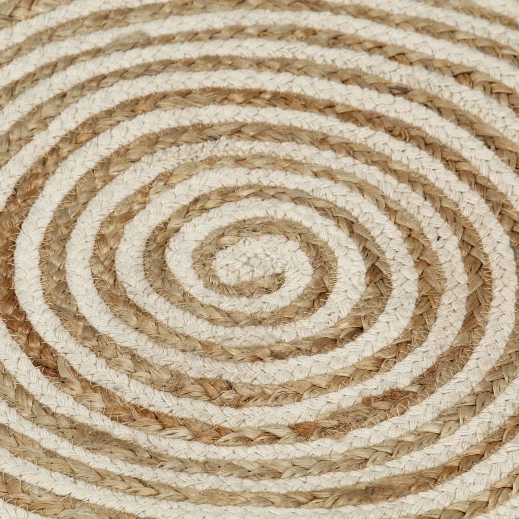 vidaXL Handmade Rug Jute with Spiral Design White 150 cm
