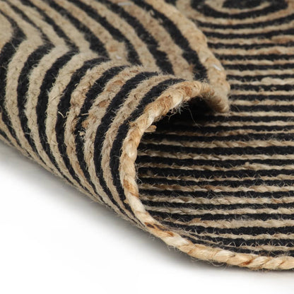 vidaXL Handmade Rug Jute with Spiral Design Black 90 cm