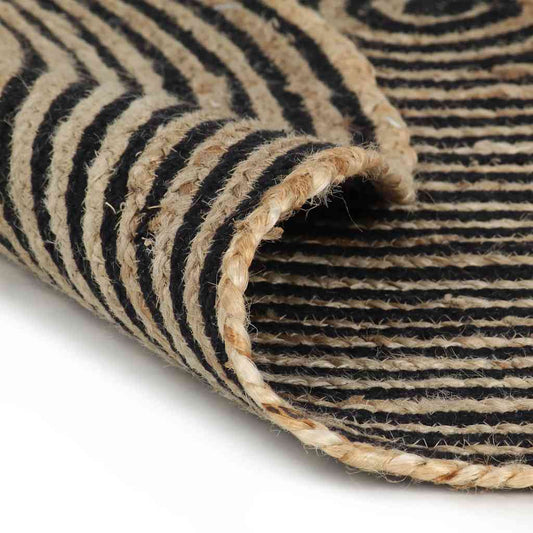 133719 vidaXL Handmade Rug Jute with Spiral Design Black 90 cm