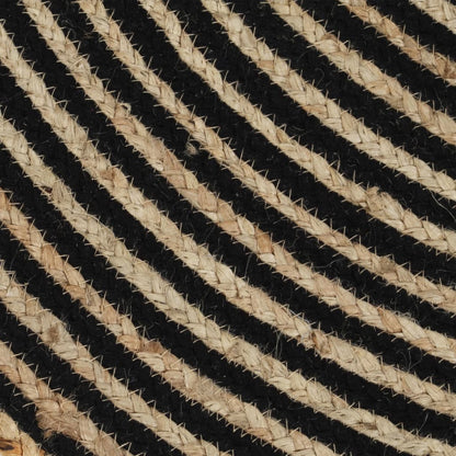 vidaXL Handmade Rug Jute with Spiral Design Black 90 cm