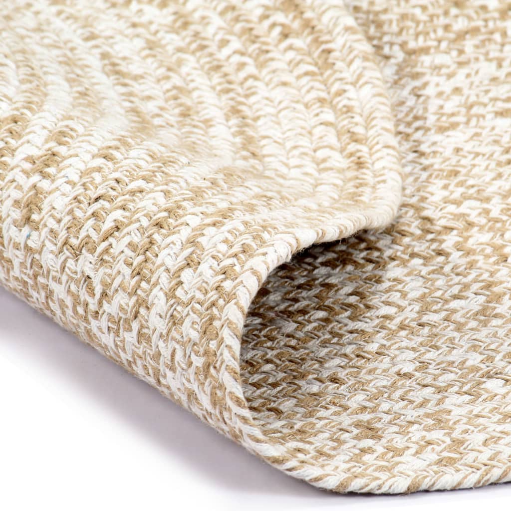 vidaXL Handmade Rug Jute White and Natural 90 cm