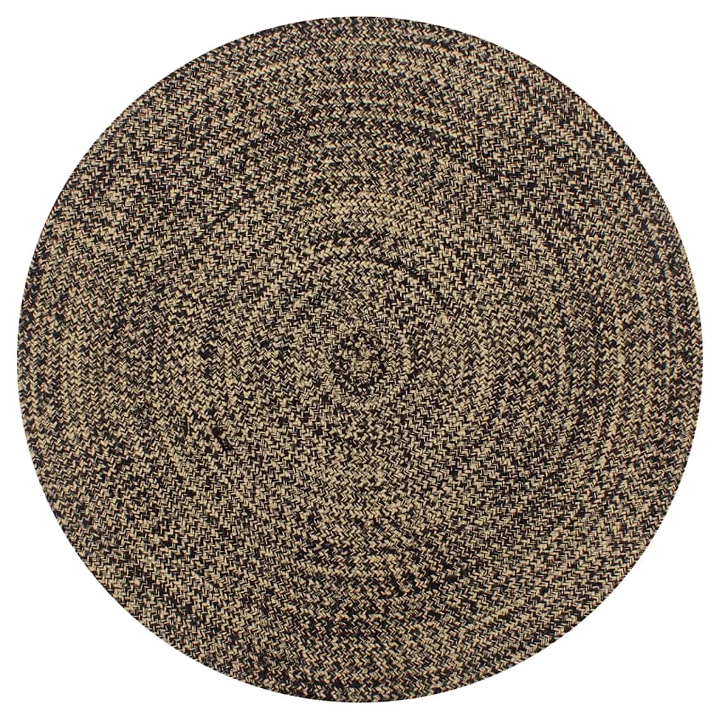 vidaXL Area Rug | Black and natural | Jute and cotton | 90 cm diameter | Durable