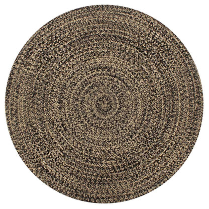 vidaXL Area Rug | Black and natural | Jute and cotton | 90 cm diameter | Durable