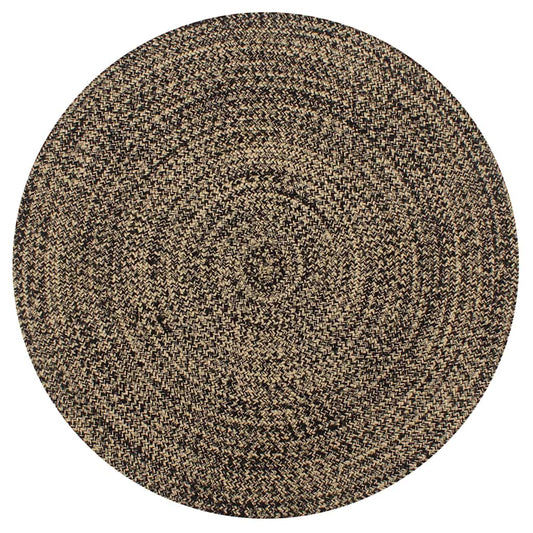 133726 vidaXL Handmade Rug Jute Black and Natural 120 cm